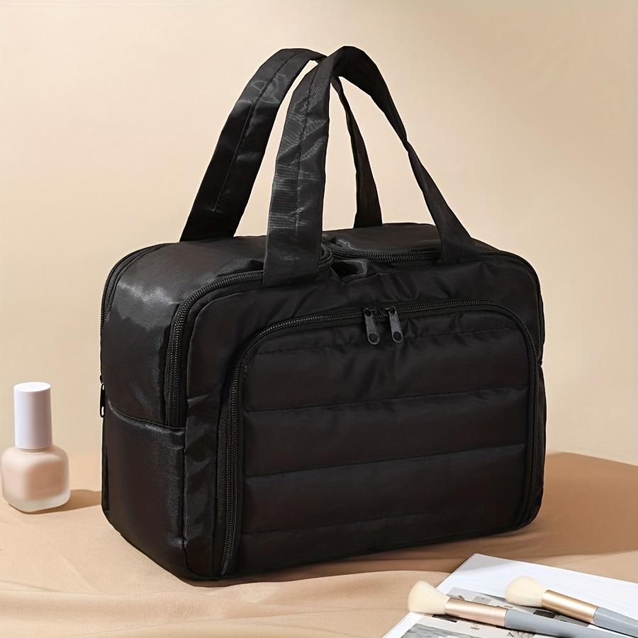 Large Capacity Quilted Makeup Bag - Portable Multifunctional Organizer with Layered Design, Durable Polyester, Business