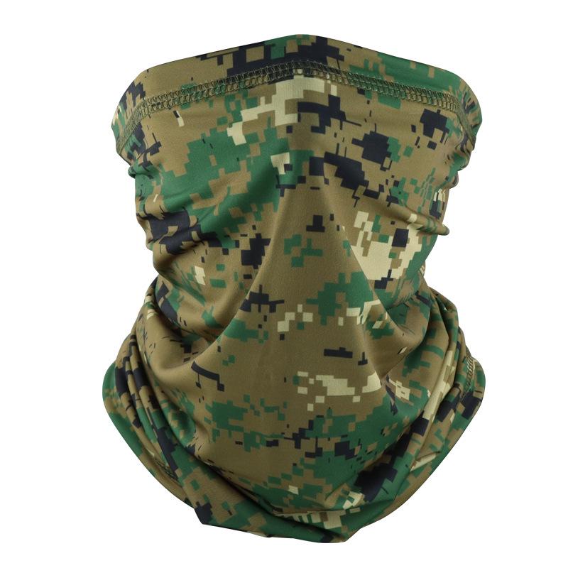 Camouflage Ice Silk Neck Gaiter: Multifunctional Summer Headscarf for Outdoor Cycling, Sun Protection, and Quick-Drying Breathable Face Mask for Men.