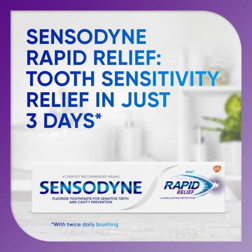 Sensodyne Rapid Relief Sensitivity Toothpaste for Sensitive Teeth, Mint, 3.4 oz