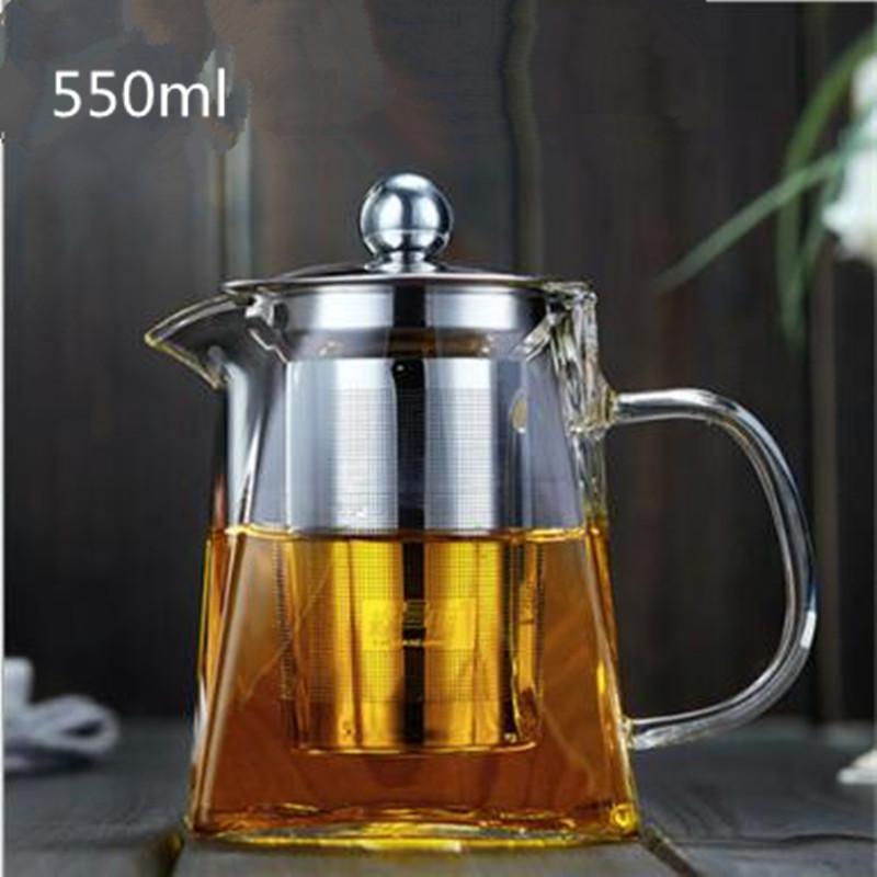 Heat Resistant Glass Teapot With Stainless Steel Tea Infuser Heated Container Tea Pot Decanter Kettle Tea Filter Baskets Teaware