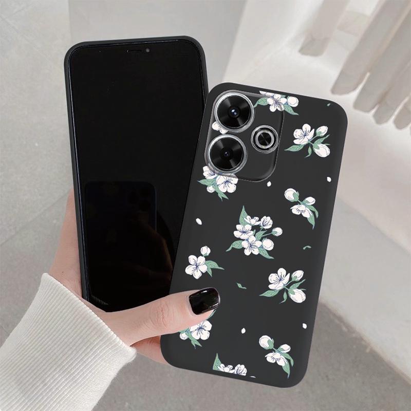 Flower Soft Silicone Case For Xiaomi Redmi Note 13 Pro 13C 14 Poco C65 Samsung A55 A35 M35 S24 iPhone Huawei Honor 200 Realme Camera Shockproof Cover