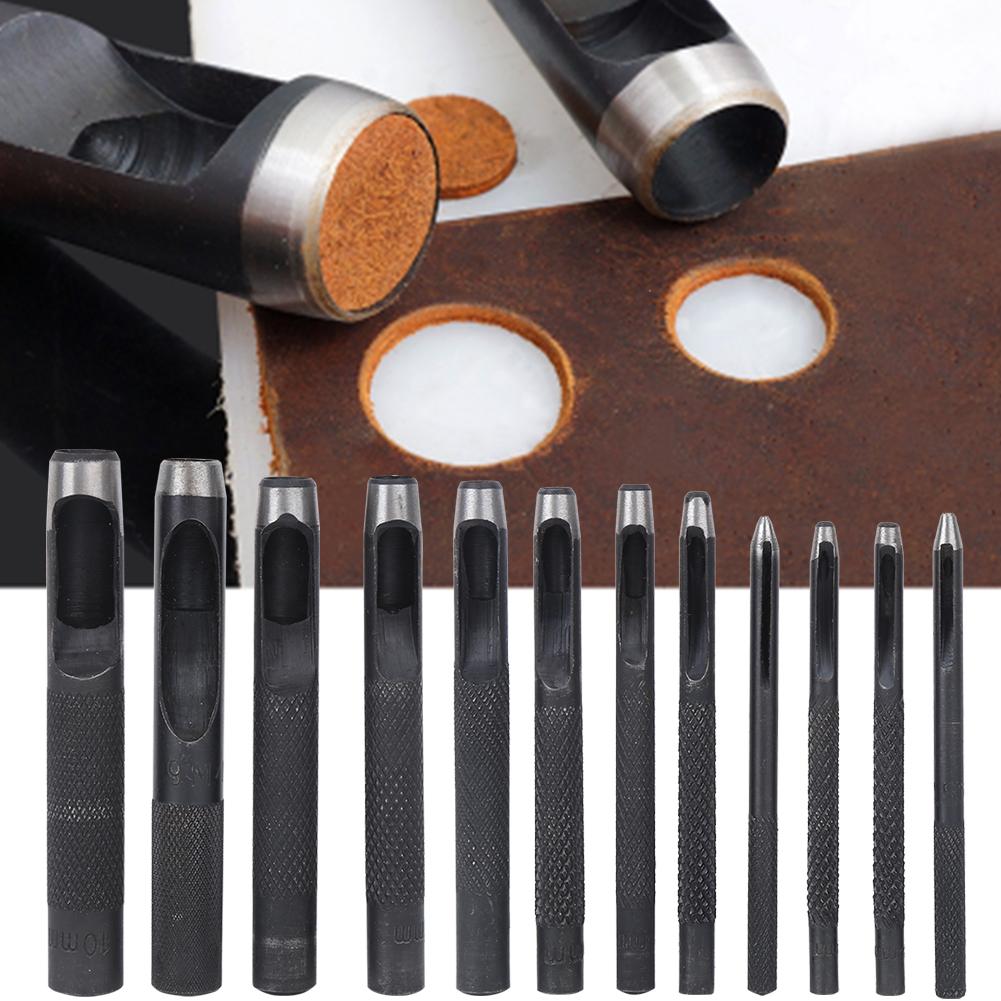 12KS DIY Děrovačka s dutým otvorem Kožedělná děrovací sada Nástroj na děrování kůže 1-10mm