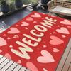 Valentine's Day Welcome Holiday Theme Non-Slip Floor Mat Washable Decorative Area Rug for Home Entrance Outdoor Courtyard