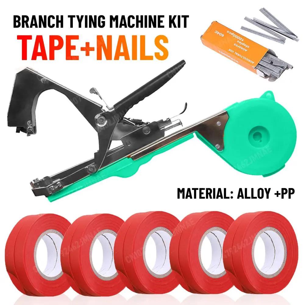 Strapping Machine with Roll Tapes + Box Staples Plant Tape Gun Grape Vine Stapler for Vegetable Tomato Cucumber Pepper Flower
