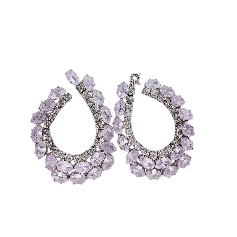 Silver Needle Luxury Zirconia Water Drop Geometric Stud Earrings - Elegant High-end Fashion Accessories