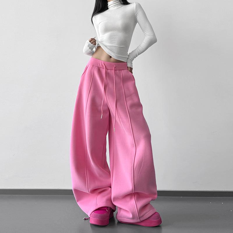 

Winter 2025 Velvet Lined Wide-Leg Sports Sweatpants M