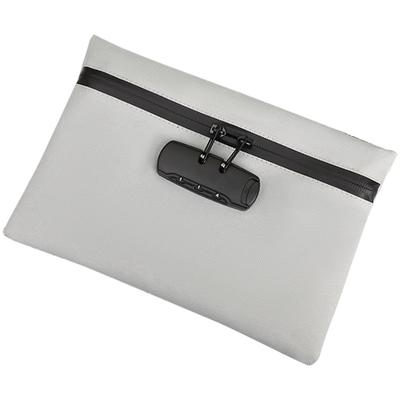 Fireproof and Waterproof Lockable Pouch with Lock and Ideal for Storing and Other X Wallet, Passports, Bankbooks, Valuables. (Gray, 24.5 16.5 Cm)