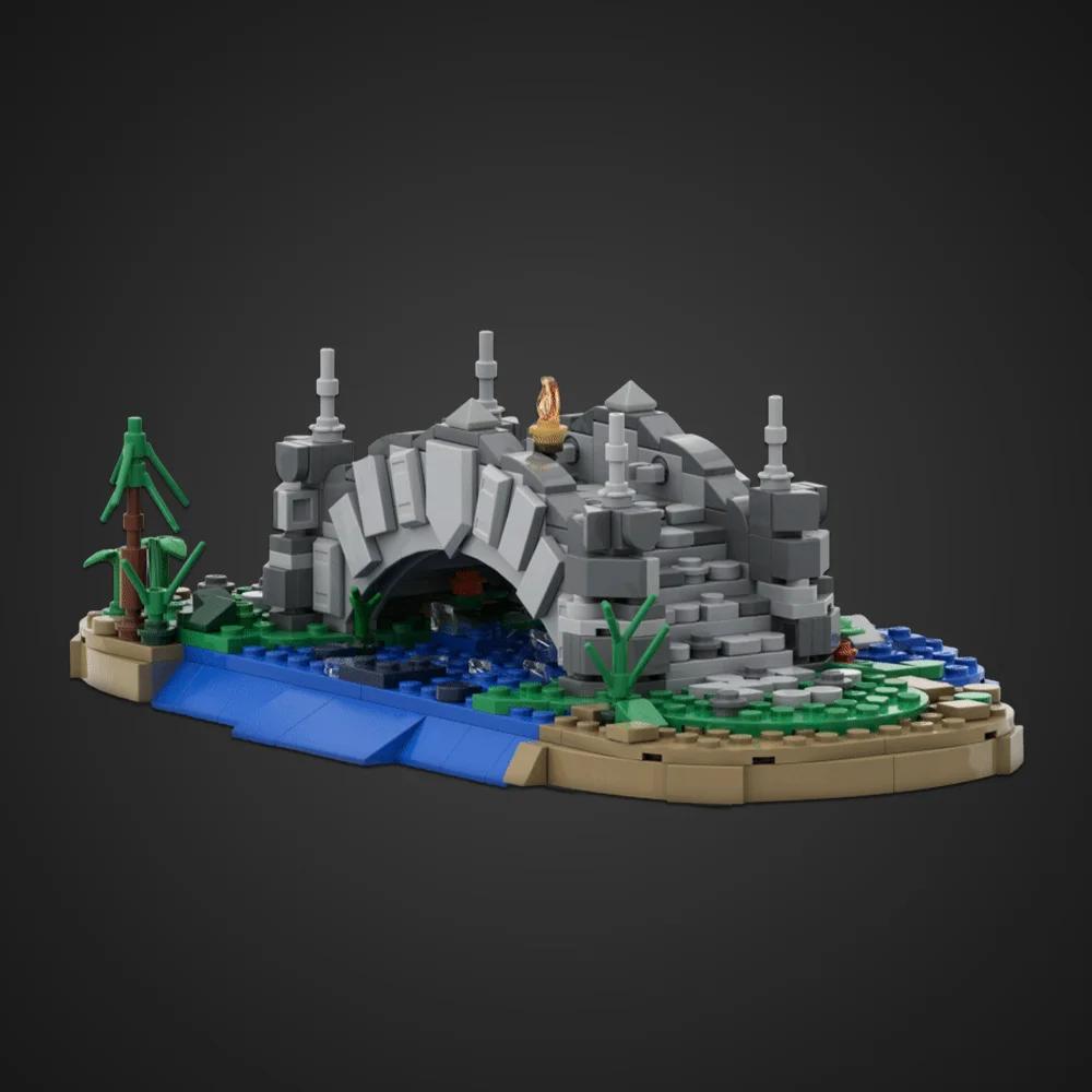 MOC Bridge Building Blocks Model Medieval Stone Bridge Architecture Street View Bricks Assembly Toys Kids DIY Birthday Gifts