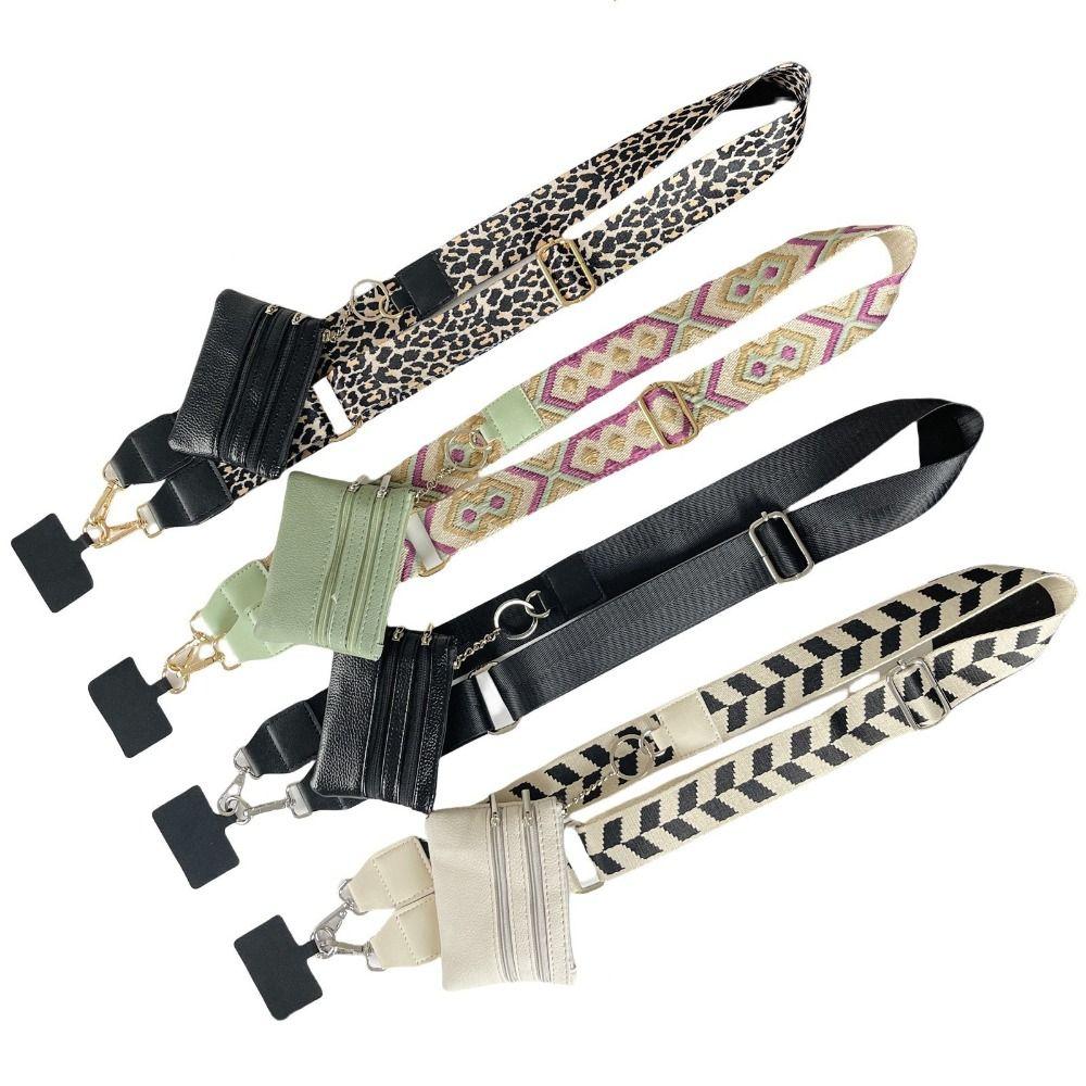 

Adjustable Cell Phone Lanyard Zippered Pouch Crossbody Phone Strap Mobile Accessories Green
