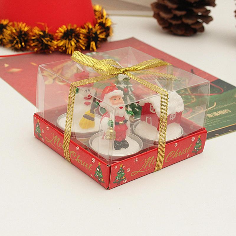 4 szt. Świąteczne Świece Święty Mikołaj Bałwany Puszki Świeca Dekoracje Świąteczne do Domu Mini Świeczki Navidad Prezenty Noworoczne