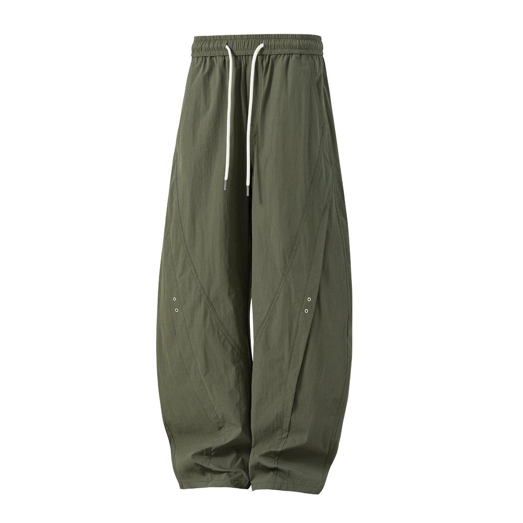 2026 Men's Summer Ice Silk Straight-Leg Pants: Comfortable, Fashionable, Loose Fit with Curved Blade Design