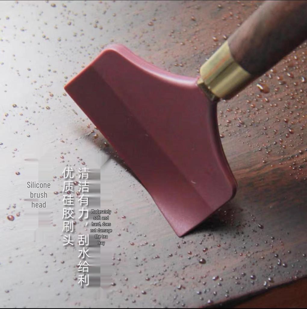 Ebony Handle Silicone Water Scraper Brush for Tea Tray Cleaning - Creative Tea Set Accessory