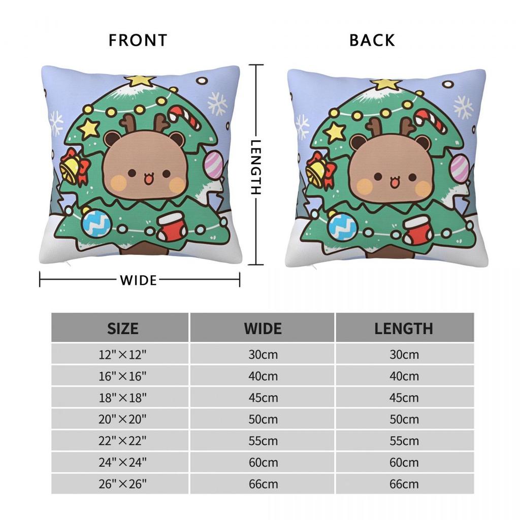Bubu Dudu Xmas Square Pillow Case Christmas Panda Tree Cushion Cover Custom Zipper Throw Pillow Case Cover For Home 45*45Cm
