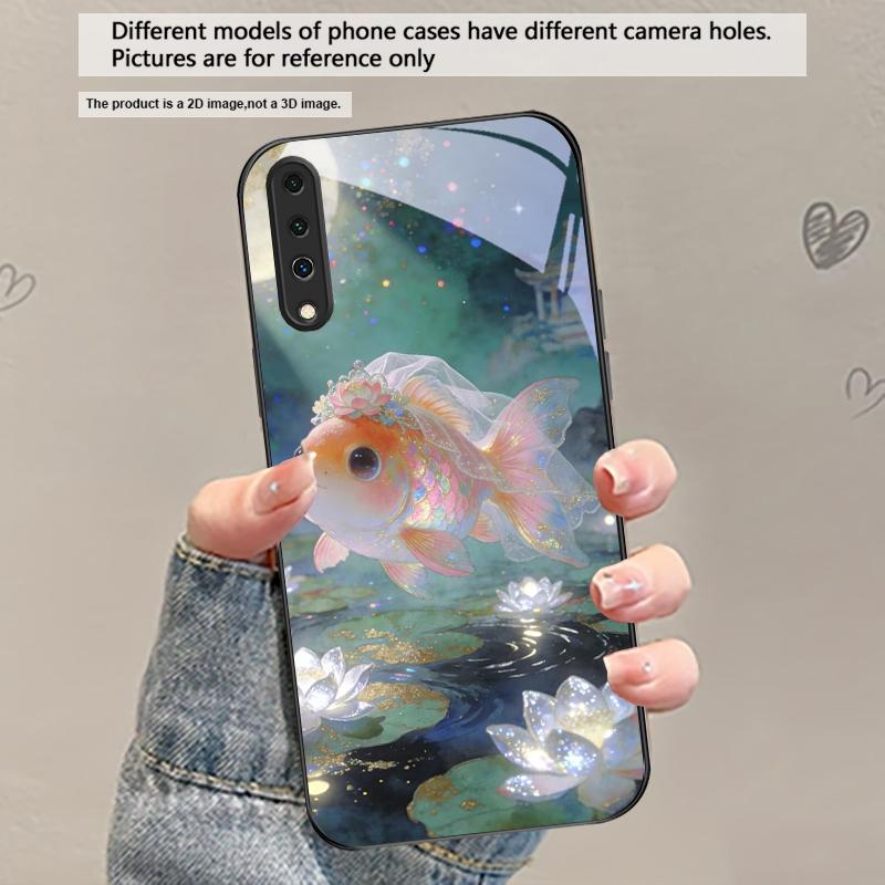 

Cute white veil goldfish For Samsung Galaxy A30 A31 A32 A33 A34 A35 A42 A30s A20 A25 A26 A51 A56 A54 A72 A73 70 Glass Phone Case Galaxy A8s
