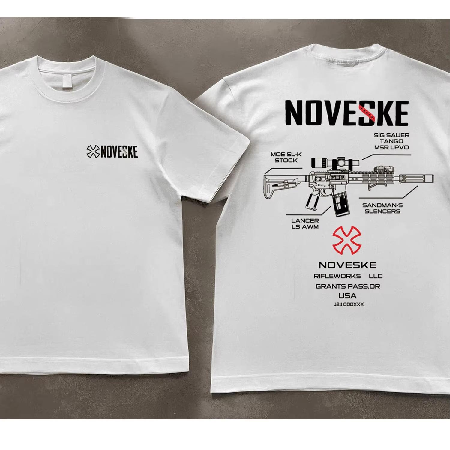 

Funny Gun Noveske Men Clothes Fashion Summer T-Shirts Streetwear 100% Cotton Loose Tops Breathable Tee segunda pele 4XL