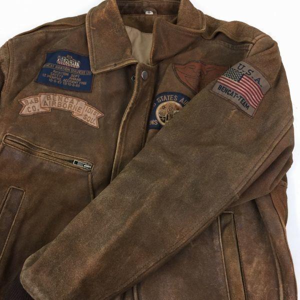 Rare Vintage US Military Bencat 1936 VGC CHIA Vietnam/USA Air Force Bomber Jacket Size S Brown Leather Jacket(USED)