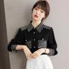 Spring Autumn Design Office Lady Work Wear Blouse and Tops Long Sleeve Patchwork Clothes