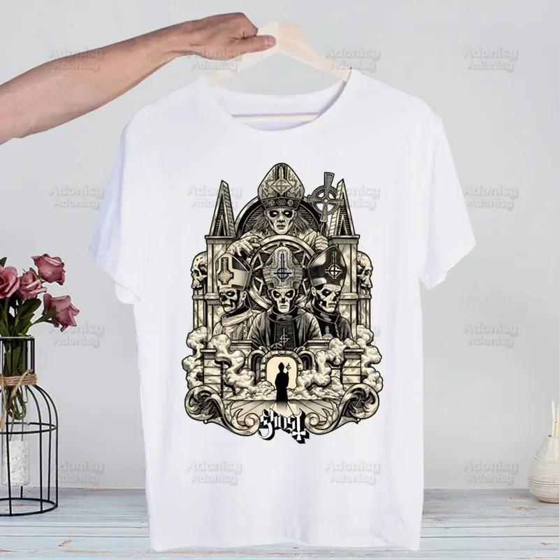 Ghost Band Heavy Metal Music Band Prevalent T Shirts print O-Neck Short Sleeve Regular Mens Heigh Quality Men Hip-Hop t Shirt