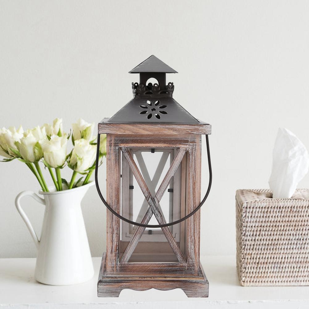 Retro Wooden Candlestick Candle Holder Craft Gift House Desk Ornament Decoration28 X 12.5 X 12.5cm