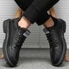 Schwarze Herrenschuhe Lederschuhe Freizeitschuhe für Herren Mode-Sneakers Walking Vier Jahreszeiten Bequeme Britische Herrenschuhe