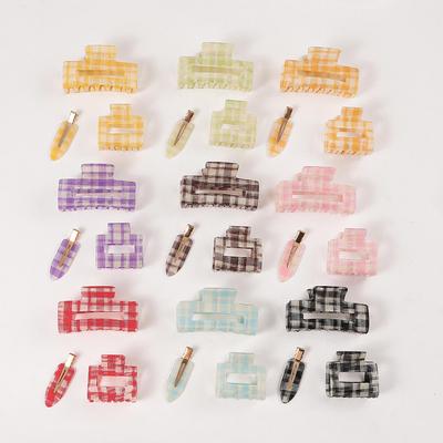 Bamboo Yao Academy Style Plaid Shark Hair Clip - High-End Fashion Bangs Grip Accessory for Girls