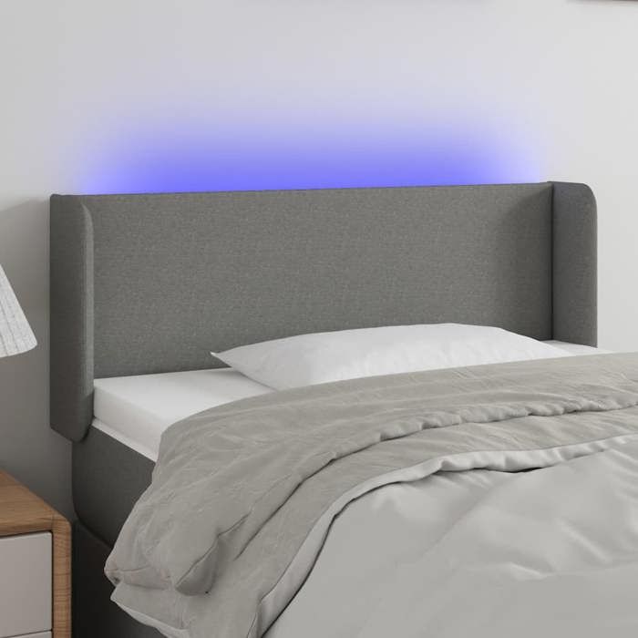 VidaXL Tête de Lit à LED Meuble de Chambre à Coucher Accessoire de Lit Simple Tête de Cadre de Lit Intérieur Gris Foncé 3122939