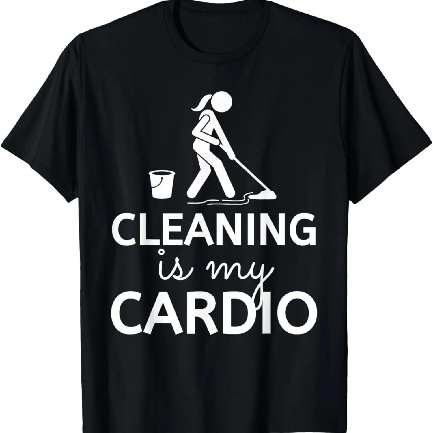 

Уборка — мой кардио Уборка дома Хозяйка Уборщица Тренировка Футболка S чёрный