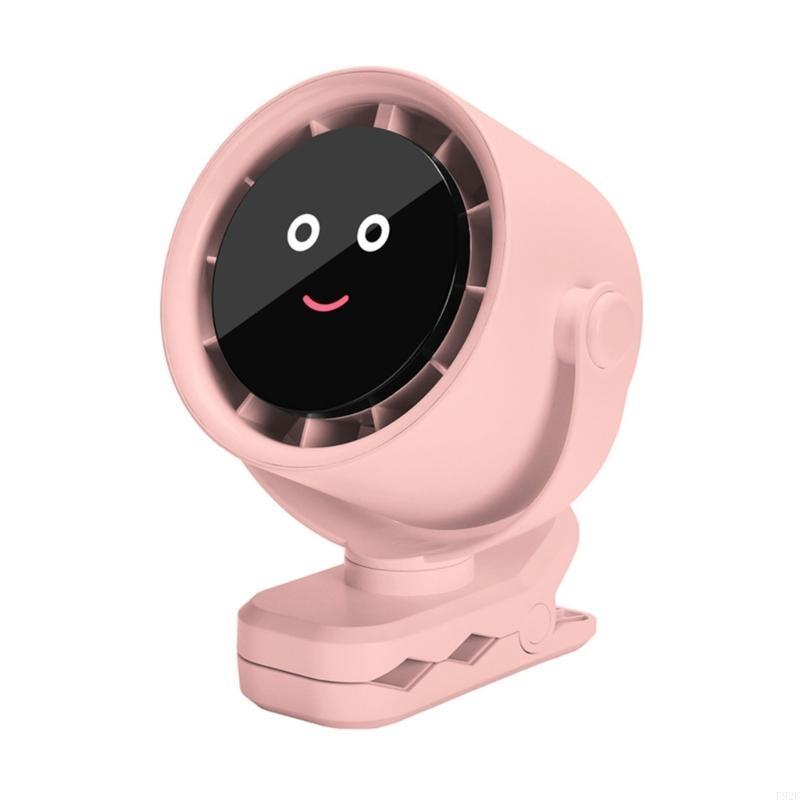 

F92F Strollers Fan Portable 4000mAh Fan for Travel 5 Speed Rechargeable 360 Degree Rotate Flexible Tripod Clip On Fan рожевий