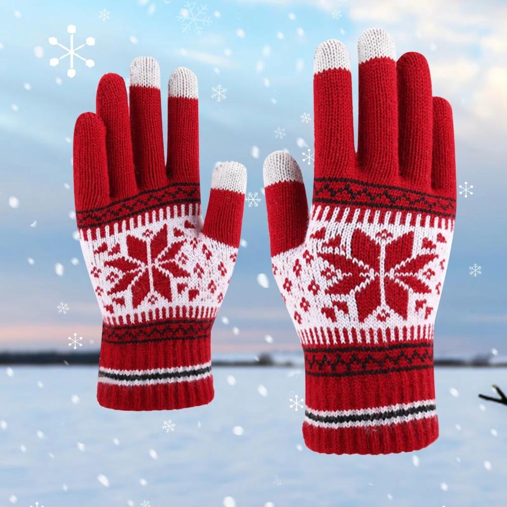 Touch Screen Winter Knitted Gloves Thickened Skiing Gloves High Quality Full Finger Mittens Winter