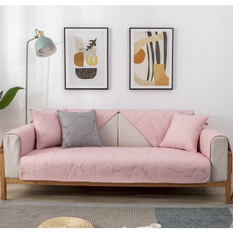 Four Seasons Universal Sofa Cushion Quilted Fabric Seat Cushion Nordic Simple Modern Non-slip Solid Wood Sofa Cover Cover