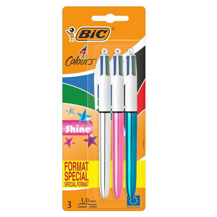Kuličková pera - BIC - Shine - Kovová - 4 barvy - Střední hrot 1,0 mm