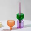2pc Set Terrarium Hydroponic Plant Pot Flowers Candle Holders Decor Colorful Glass Vase Mini Vases
