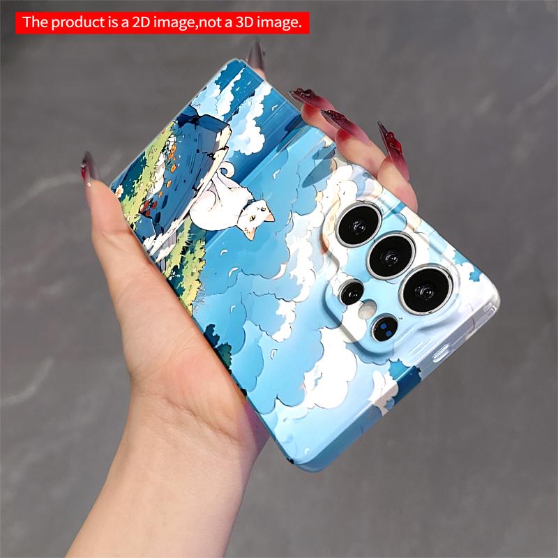 2DFlat Samsung Phone Case White Cat On Cliff by Sea Applicable To Galaxy S23 S24 S25ULTRA S26 A12 A14 A15 A16 A54 A55