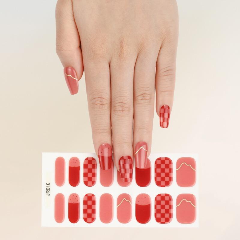 Gel Nail Art Full Stickers 16-finger Light Therapy Semi-curing Baking Lamp Nail Stickers Harden, Last Long, Are Waterproof and Whiten