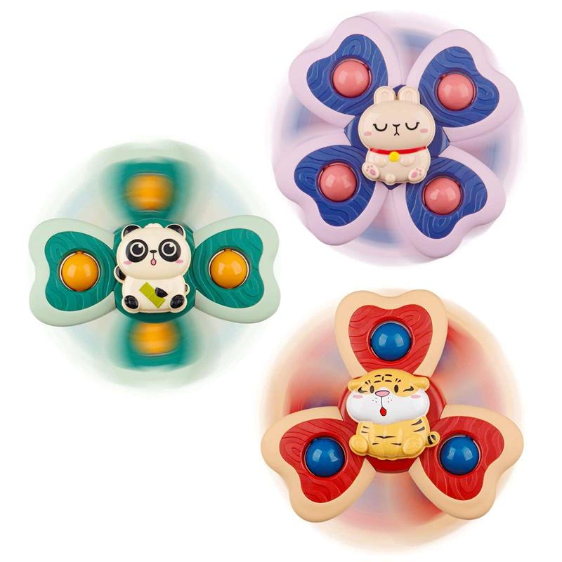 New Style 3 PCS Suction Cup Rotating Toys for Infant and Toddlers Fun Bath Toys with Spinning Suction Cups Fingertip Gyroscope