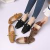 Spring/Summer New Korean Edition Versatile One Step Doudou Shoes Female Students Square Head Shallow Mouth Flat Bottom Shoes