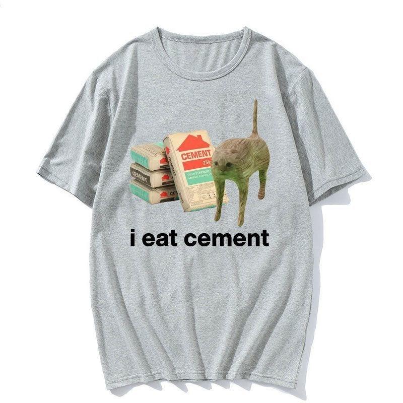 

Футболка с забавным принтом Я ем цементную кошку для мужчин и женщин, модная, с круглым вырезом, свободного кроя и короткими рукавами. 4XL