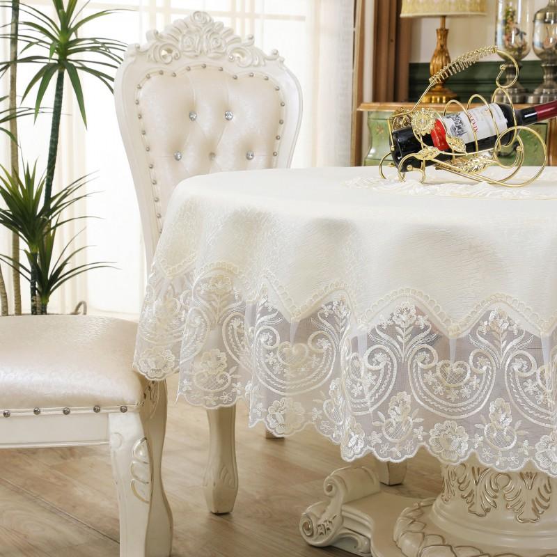 Nordic Style Round Lace Tablecloth Premium Home Decor Coffee Tables Dustproof Stain Resistant