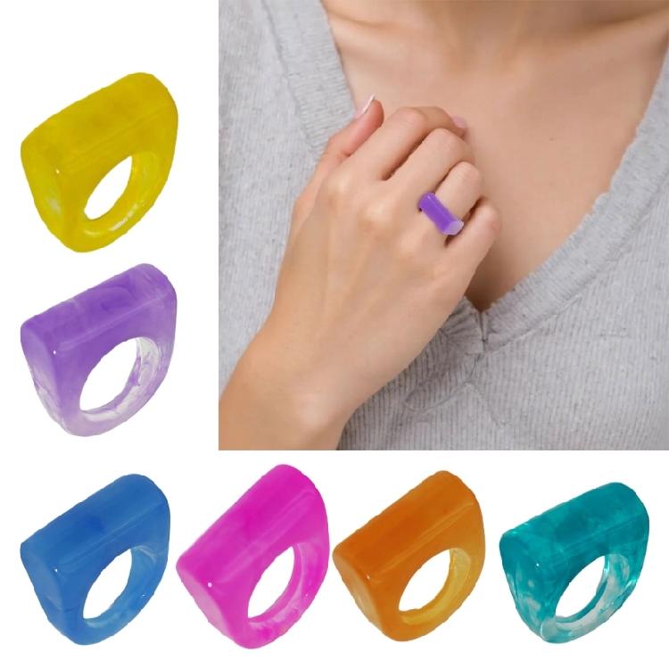 Kolorowe żywiczne pierścionki geometryczne Solidny dodatek do codziennych stylizacji