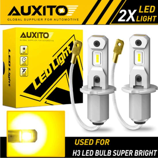 2X H3 LED Headlights Bulbs 3000K Yellow Fog Light Lamp Super Bright