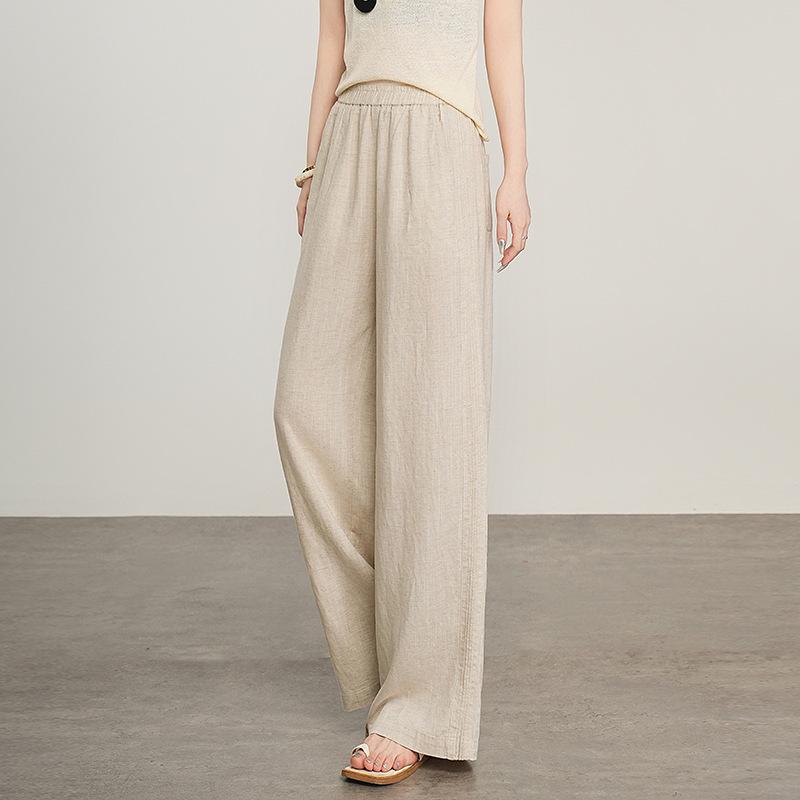 Women's 2026 Fresh Tencel-Linen Wide-Leg Pants: Chic, Versatile, Breathable, Elastic Waist, Slimming, Casual.
