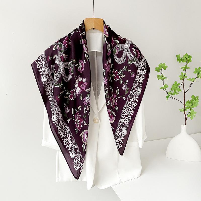 Headscarf Silk Scarf 90cm Women's Headscarf New Versatile Satin Thin Large Square Scarf