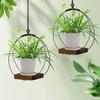 Metal Plant Hanger Adjustable Rope Modern Boho Minimalist Flower Pot Holder Basket for Indoor Outdoor Garden Decorations