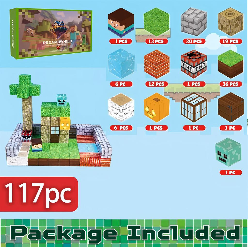 My Magnetic Block World: Primeval Forest Series Educational Building Cubes for Children
