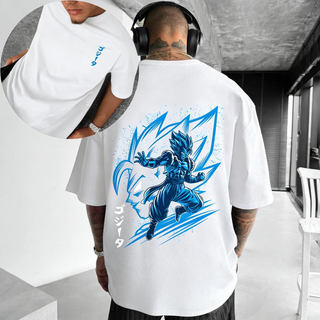 Dragon Ball Ultra Digital Direct Spray Printed Loose Plus Size Heavy Weight 240g Pure Cotton Short Sleeve Tshirt Mens Half