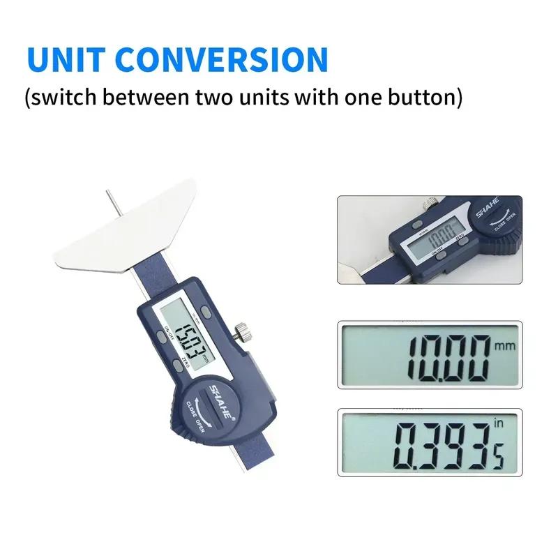 SHAHE Digital Depth Gauge 0-25mm/0-50 Mm Tread Depth Gauge For Car Tire Digital Depth Calipers Measuring Tools