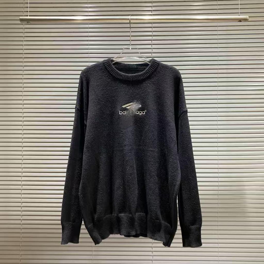 25SS Herbst/Winter Jacquard-Strickpullover mit großem Logo und Rundhalsausschnitt für Damen und Herren