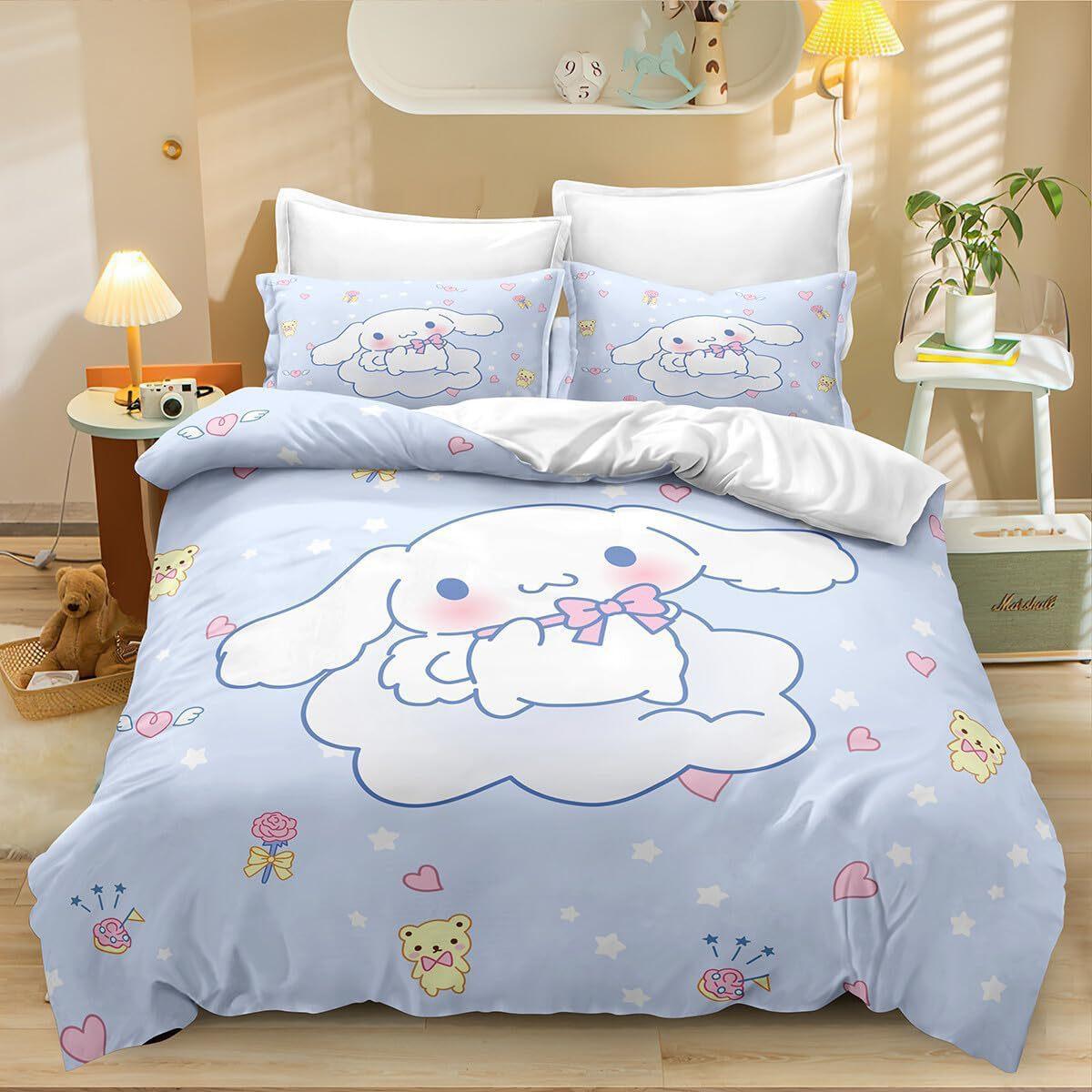 

Home Textile Three-Piece Cute Big-Eared Dog Cartoon Digital Printing Quilt Pillowcase Bedding 90 * 200
