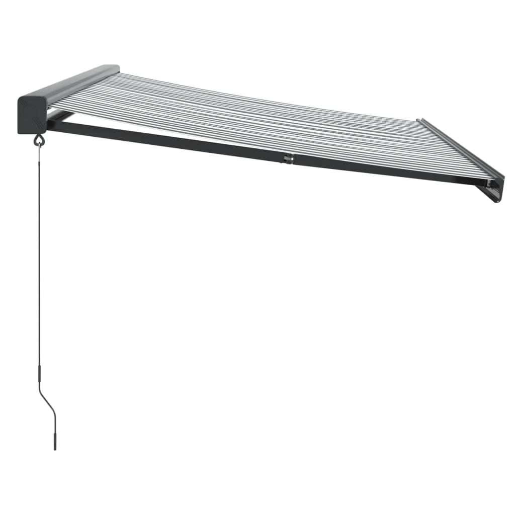 Retractable Awning Anthracite & White 3.5 X 2.5 M Fabric & Aluminum
