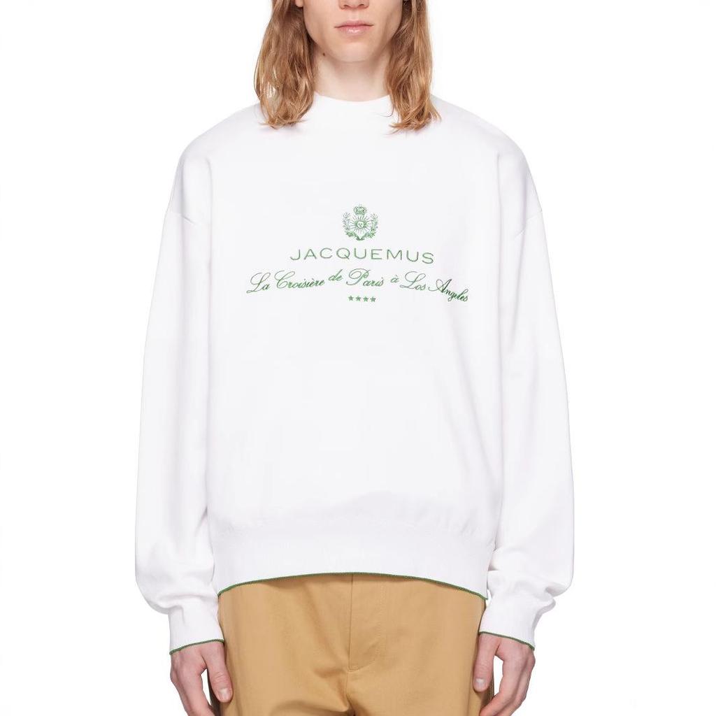 Jacquemus Men's Embroidered Round Neck Hoodie - Early Autumn Classic, Comfortable, Versatile Fashion.